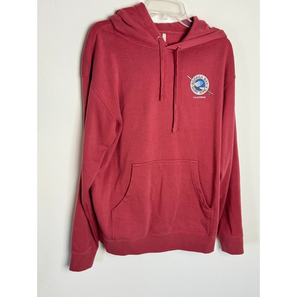 Techstyles Bodega Bay Surf Shack California Hoodie Red Pink Mens Large Graphic